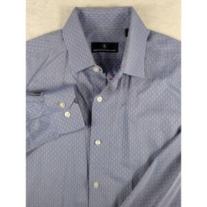 Hart Schaffner Marx Mens Dress‎ Shirt Blue Diamond Pattern Long Sleeve